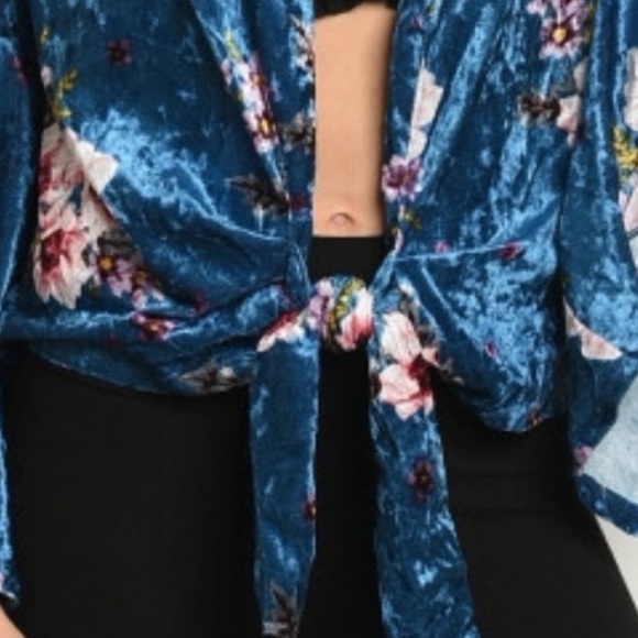 Blue Velvet Spring Time Shrug Bell Sleeves - Picture 6 of 7